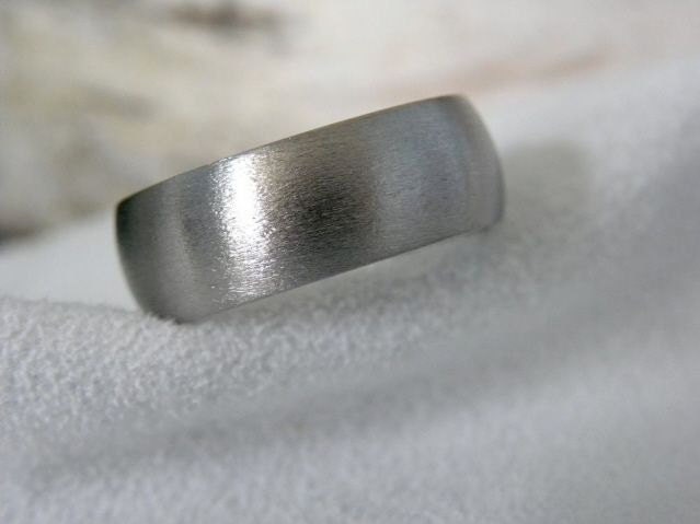 Titanium Ring Domed Profile Stone Finish Wedding Band