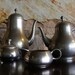 Pewter Vintage Coffee and Tea Pots with Cream and Sugar Set