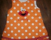 Elmo Jumper Dress orange dot embroidered with your child's name