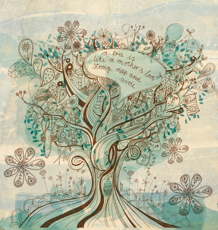 A Mother's Love - fine art print - a Sweet William illustration on archival paper.