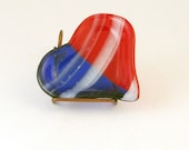 Red - White - Blue fused glass HEART Dish - patriotic heart dish