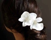 Ivory Orchid Hair Pin Set of Two