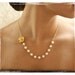 Wedding Freshwater Pearl Necklace with Gold Flower and Dangling Pearl Earrings Bridesmaid Set