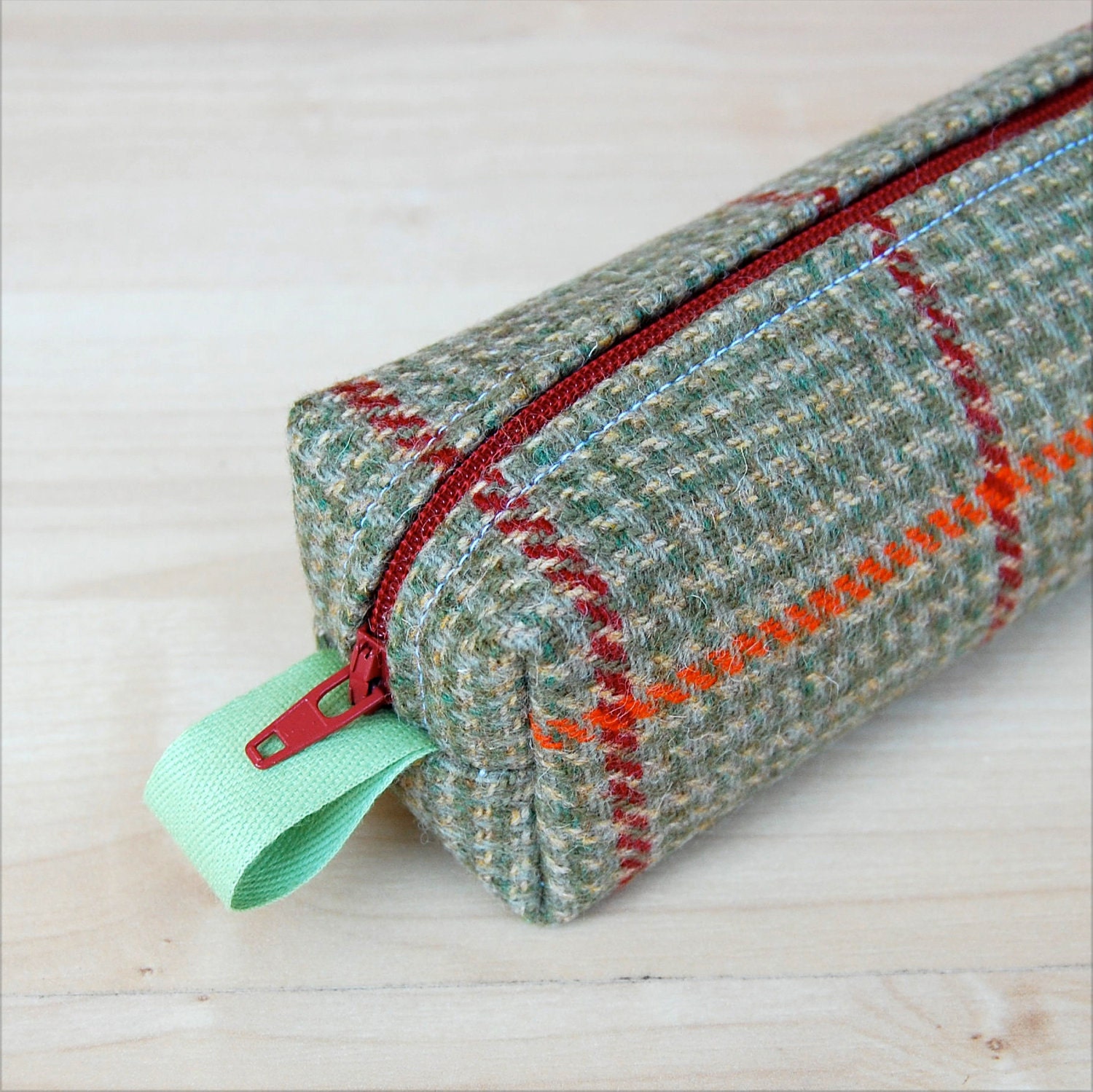 Plaid Wool Sm CA Roll (makeup or pencil case)