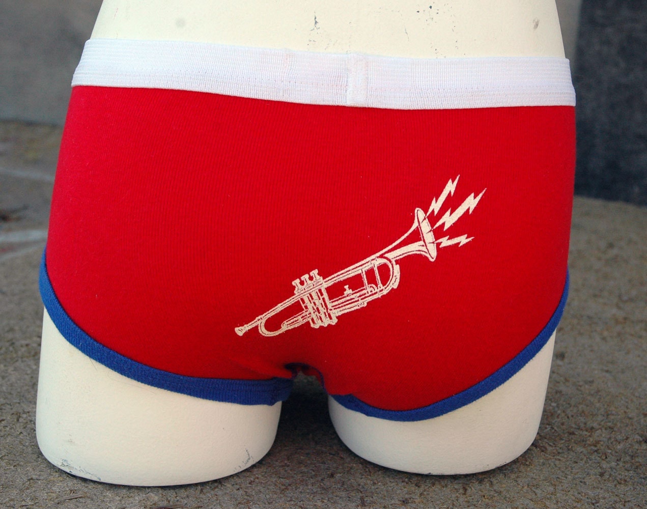 Trumpet Butt Undies in Red- Little Boy Size 6
