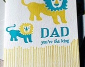 Lions Father's Day Letterpress Greeting Card - Bamboo paper, lions. C4-A25T