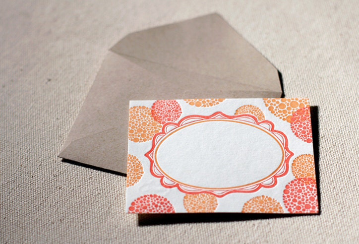 Letterpress Gift Tags - Bubbles. Bamboo paper, kraft envelopes , set of 6 cards. 3-H1G