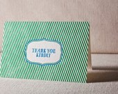 Letterpress Thank You Cards - Caine. Bamboo paper, patterned envelopes, set of 6 cards. 4-K5T