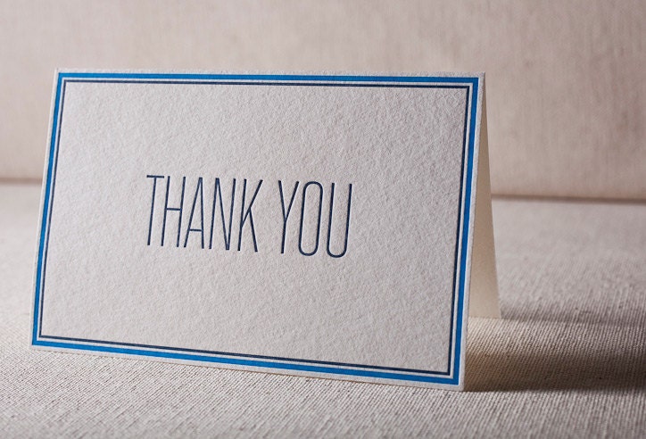 Letterpress Thank You Cards - Guild. Bamboo paper, patterned envelopes, set of 6 cards. 4-K6T