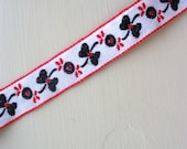 SALE :) vintage red and black bows and dots woven trim -- 5/8 inch wide x almost 10 yards