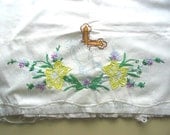 vintage religious theme embroidery pillowcase