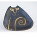 cat pottery: plate triangle shape art rustic brown tan glaze