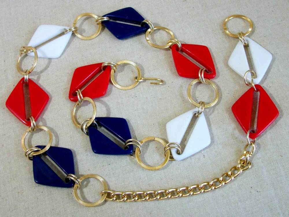 Mod Belt in Red White and Blue - Vintage 60s 70s