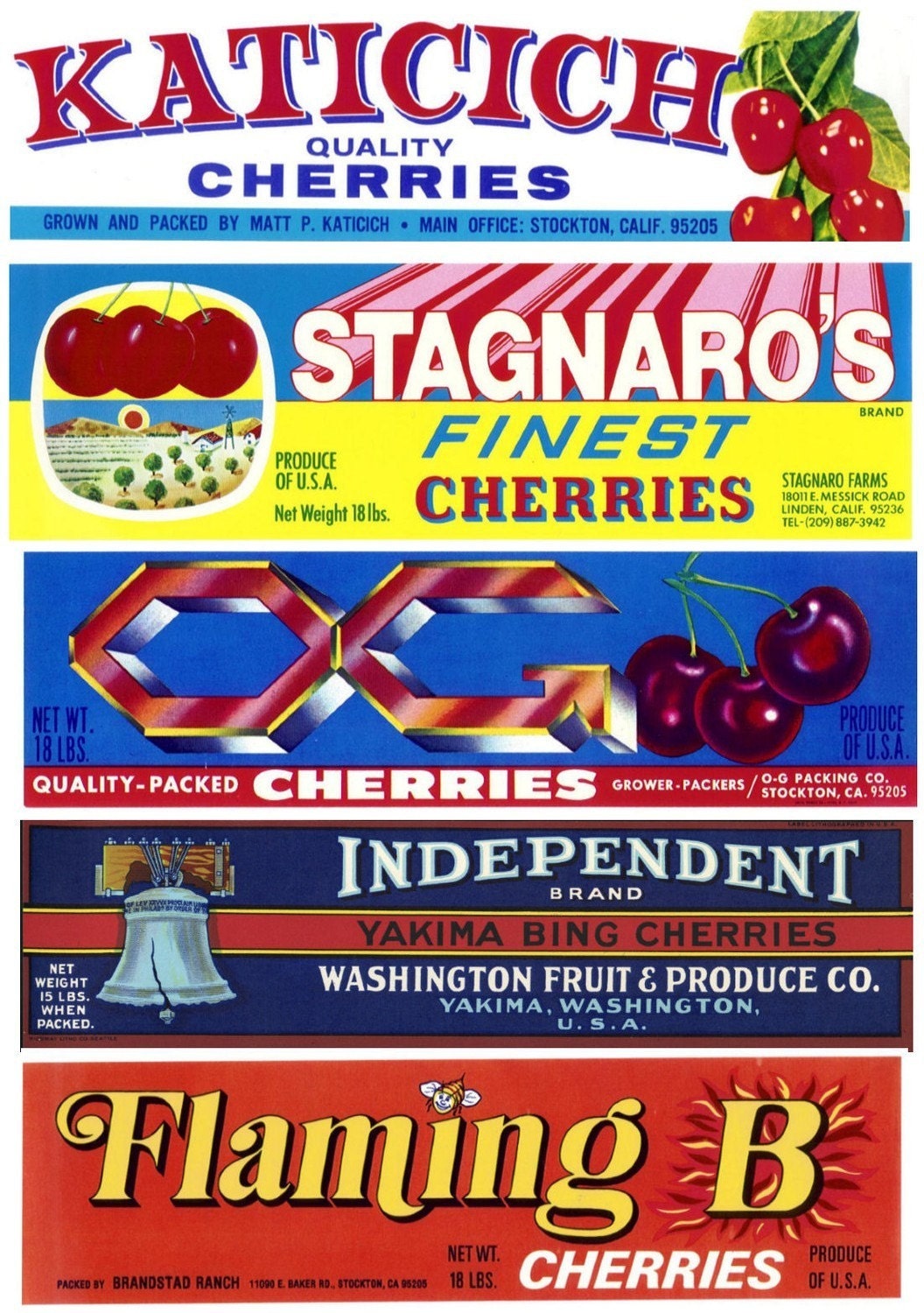 10 CHERRIES CRATE LABELS Oregon