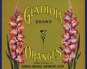 GLADIOLA ORANGES CRATE LABEL 
