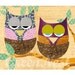 Two Baby Owls  -Cute Owl Collage Art Print