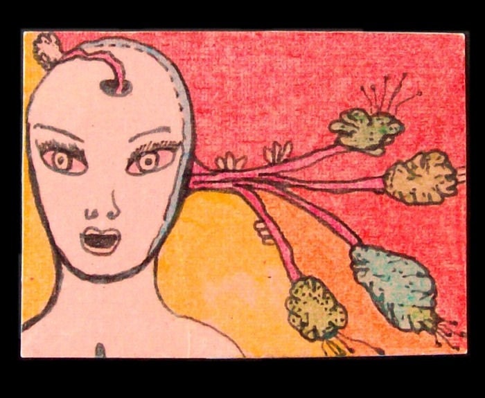Alien,1, ACEO , Original Miniature Drawing (FREE SHIPPING)