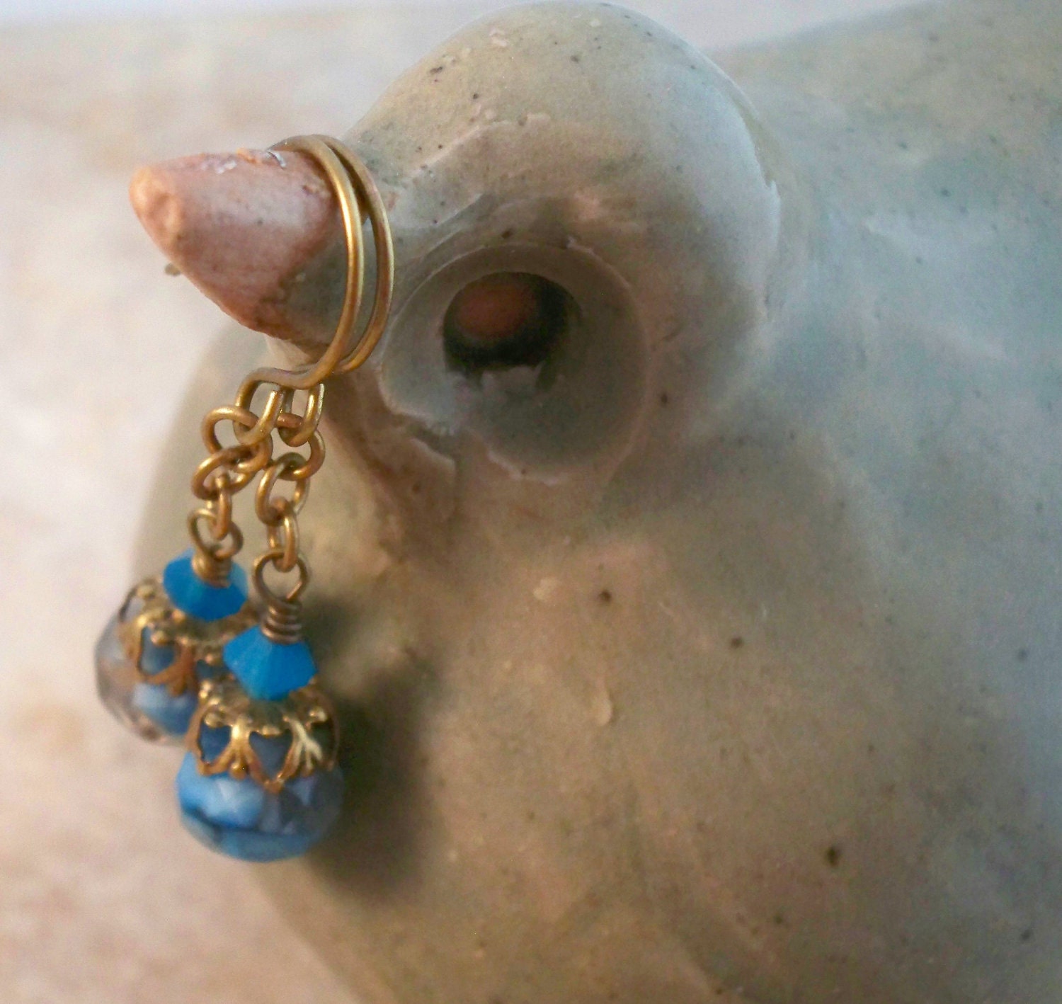 Blue Crystal Victorian Dangle Earrings