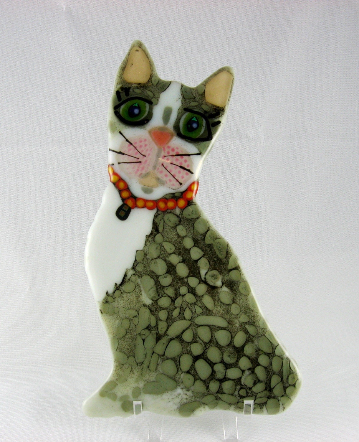 Kitty Cat Decorative Fused Glass by Enidtraisman on Etsy