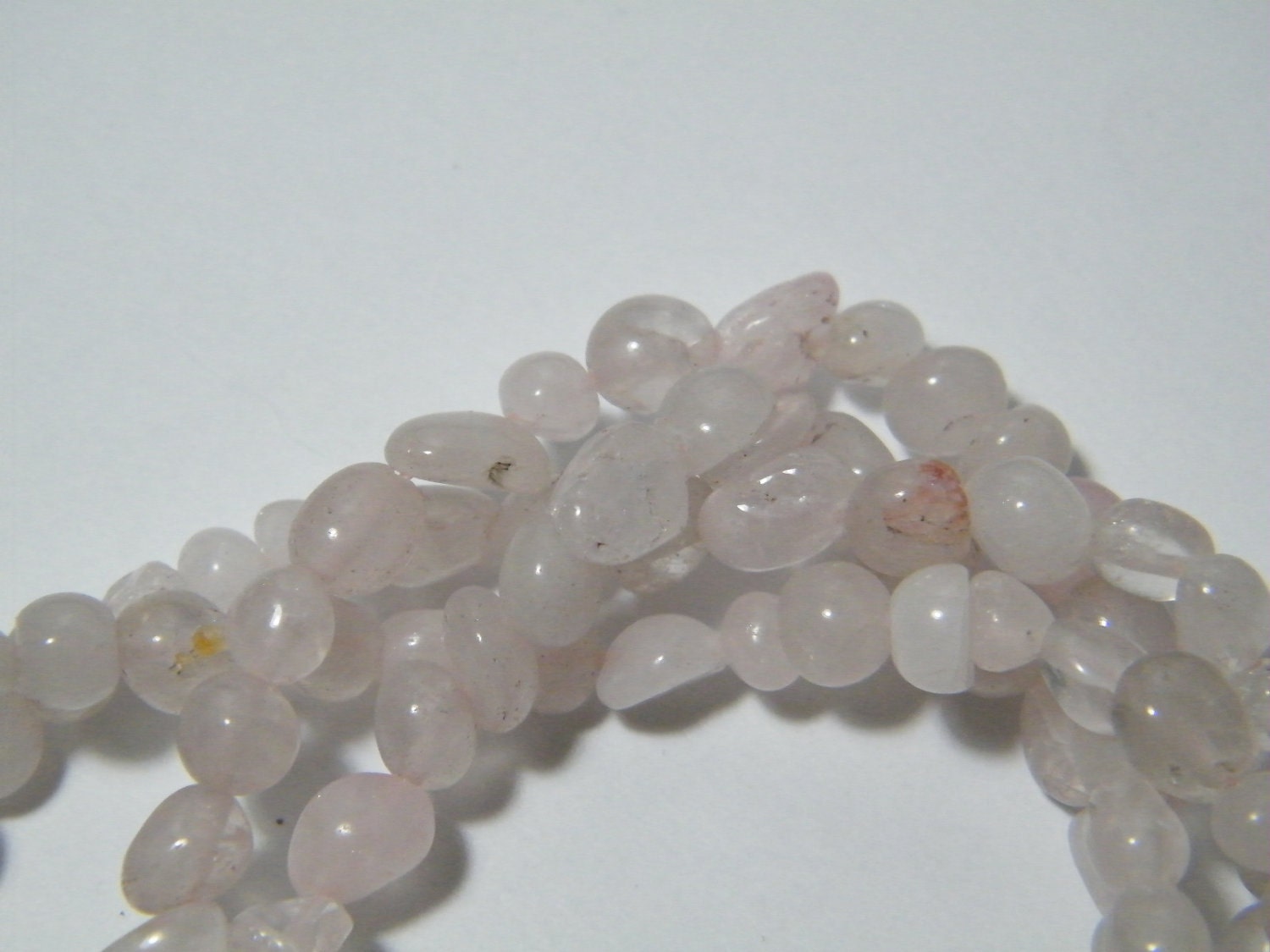 Pebble beads: 16 inch strand Rose Quartz small pebble beads, aprox 3mm to 6mm, supplies