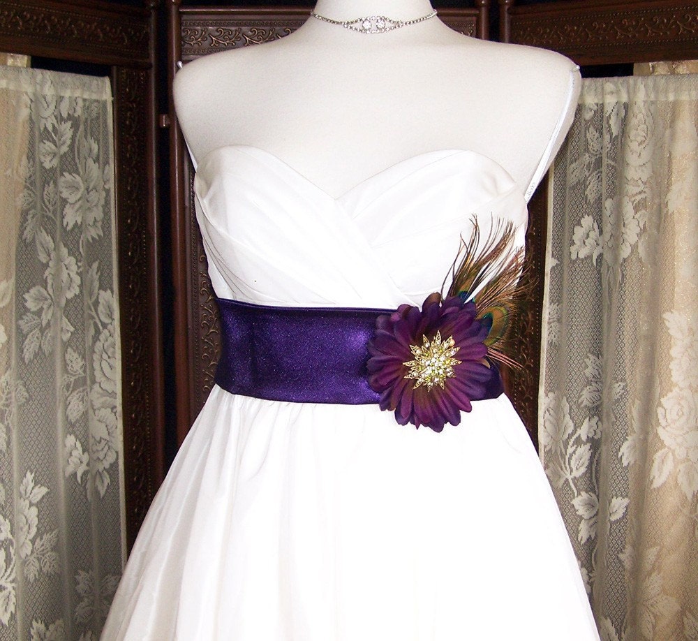 Peacock n Amethyst Vintage Beauty Bridal Sash/Belt CRBoggs Original