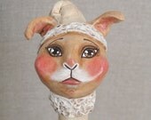 Primitive Sculpted Bunny Rabbit Doll - Original Appalachian Folk Art