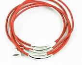 Red Leather Bangles with Heart Charm, Heart Bangles,Boho Chic Bracelets, Sundance Jewelry