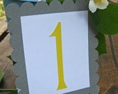 Table Numbers - Grey and Yellow 1-12
