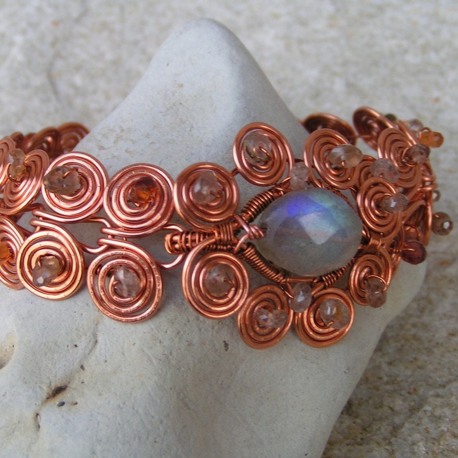 Egyptian Coil Bracelet with Tundra Sapphires and Moonstone