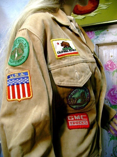 vintage 80s lee jacket decals patches  parks memorabilia
