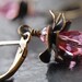 Pink Austrian Crystal and Brass Flower Earrings