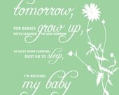 Modern Nursery Art Print  8X10 (cleaning and scrubbing poem: sage green flower)
