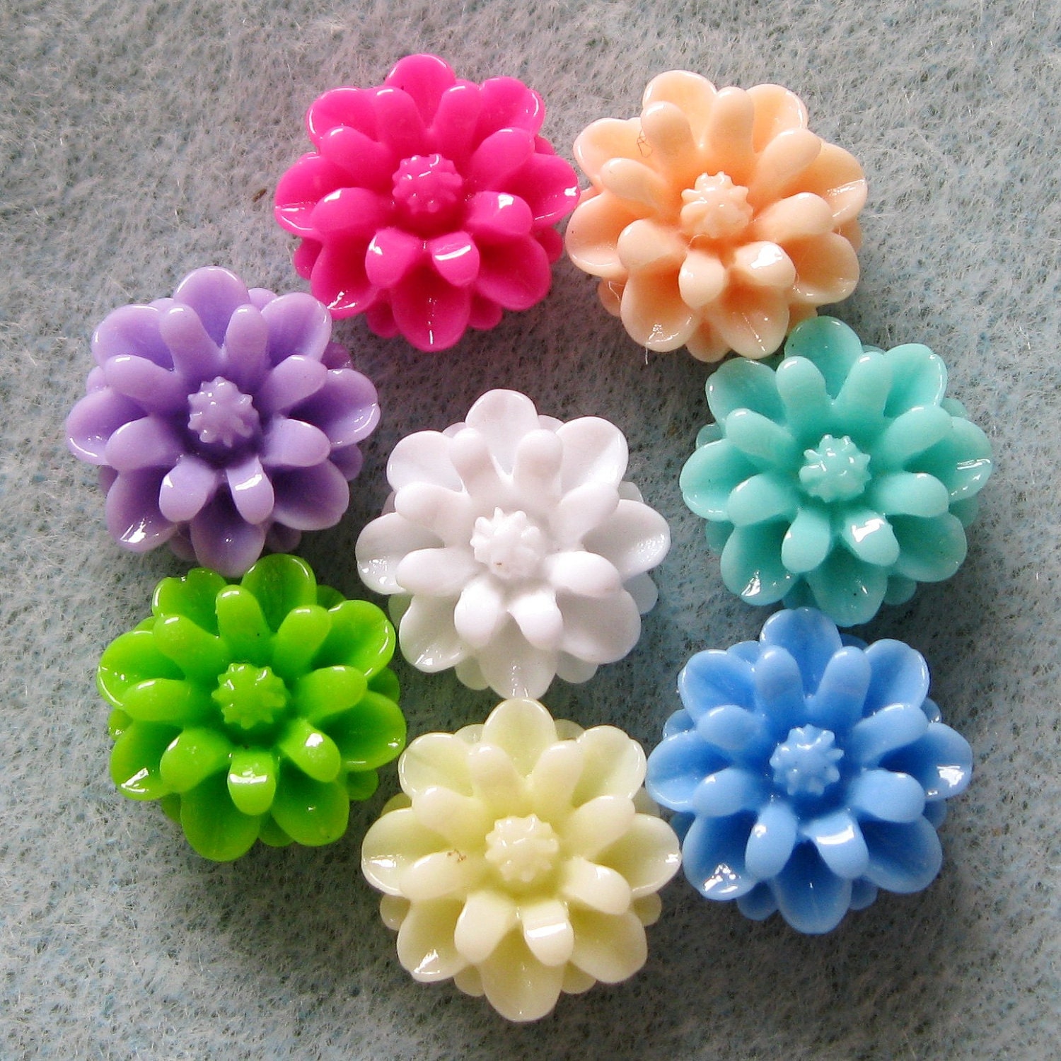 64pcs Small Resin Mum Flower Cabochon Mix 12mm Choose Your Colors 913-x4
