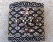 Needlepoint Wrist Cuff - Icy Colors and Sparkle of Winter Snowflakes Wrist Cuff  - Size 7.5 (W122)