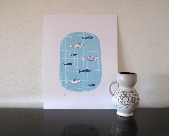 Modern Fish Letterpress Print