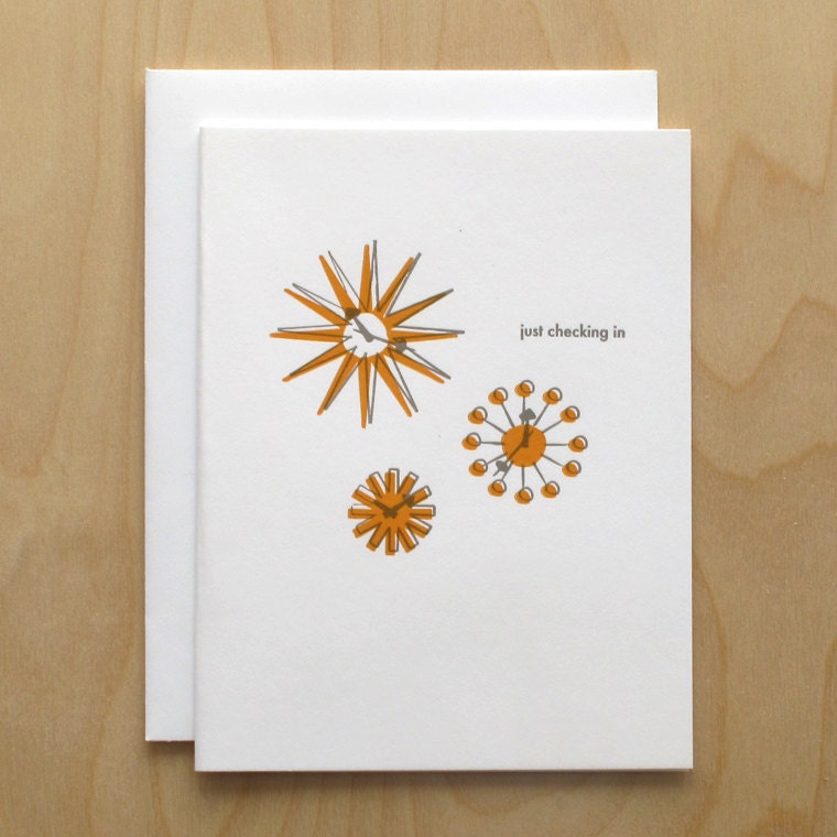 Modern Clocks Letterpress Card