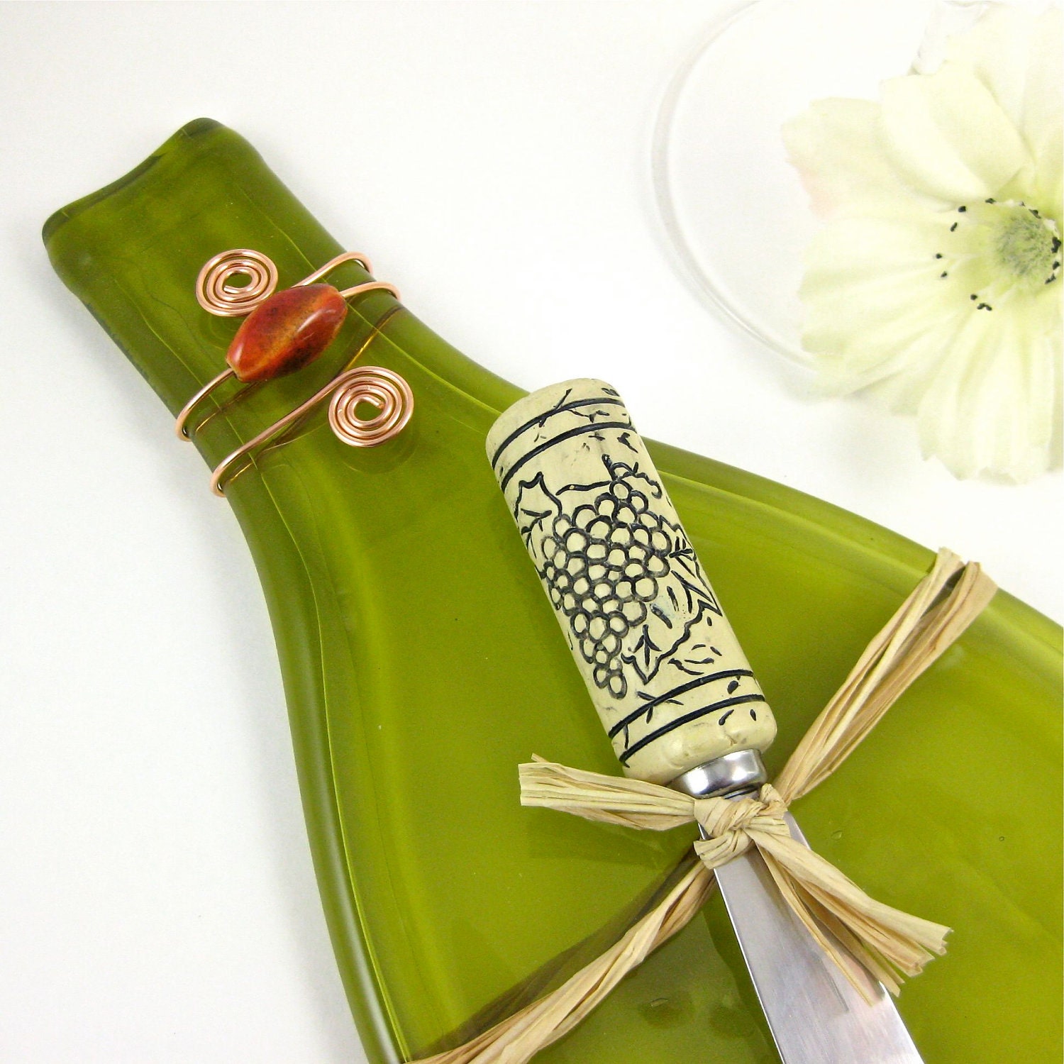 Flattened Wine Bottle Tray - Olive Green and Eco Friendly