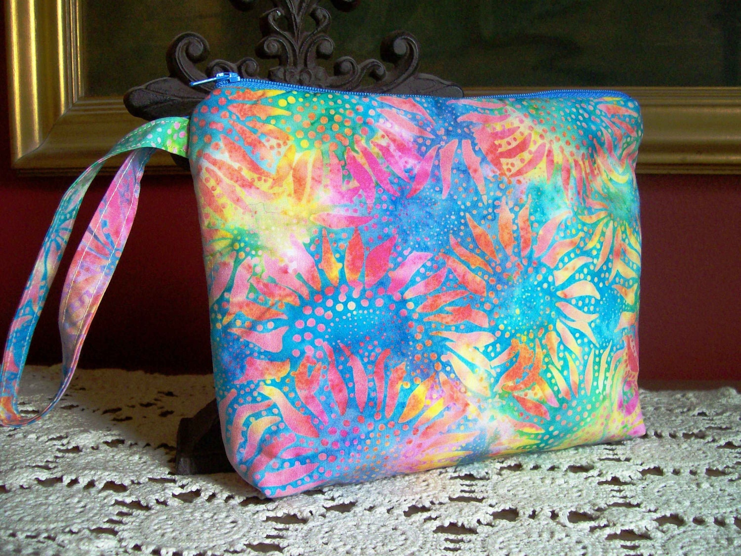 Zipper Pouch - Wristlet - Catch All - Cosmetic Bag - Jewelry Bag