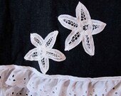 Upcycled Denim Skirt - Pencil Skirt Eyelet Trim Whimsy - Size 4/6