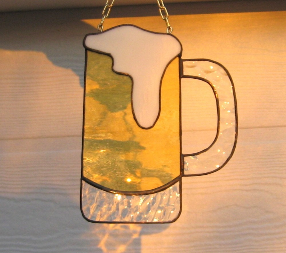 Beer Mug Suncatcher Stained Glass By Handcraftcottage On Etsy 6077