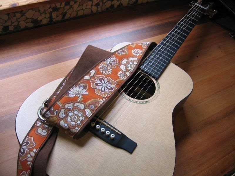 Vegan Guitar Strap, Orange Glow Pattern-LIMITED
