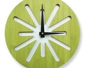 Green Splat Bamboo Wall Clock