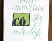 Colorado State Series Letterpress Print