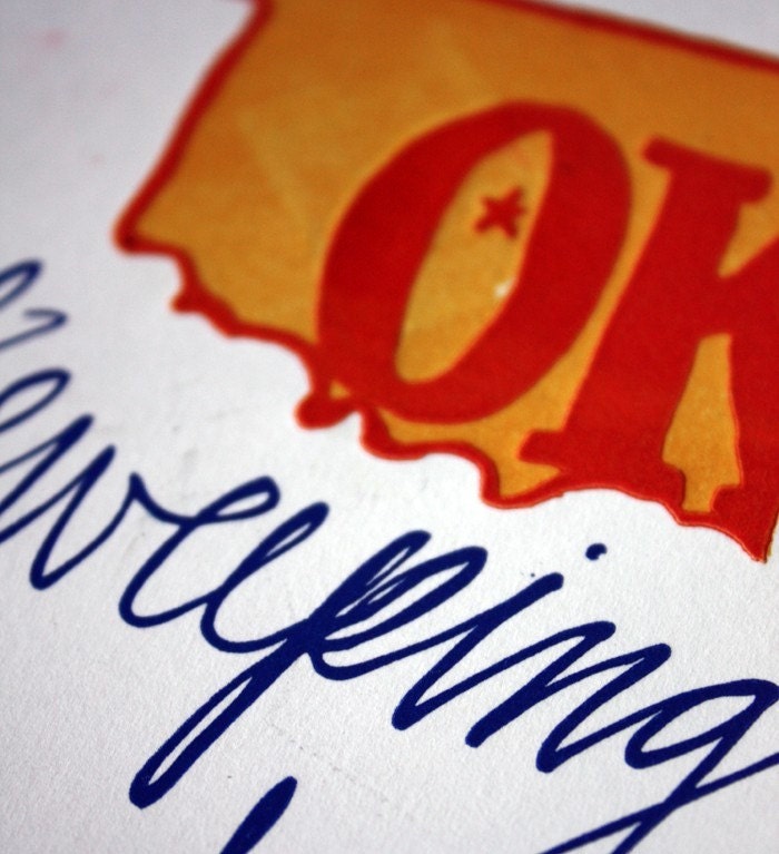 Oklahoma Letterpress Art Print--State Series