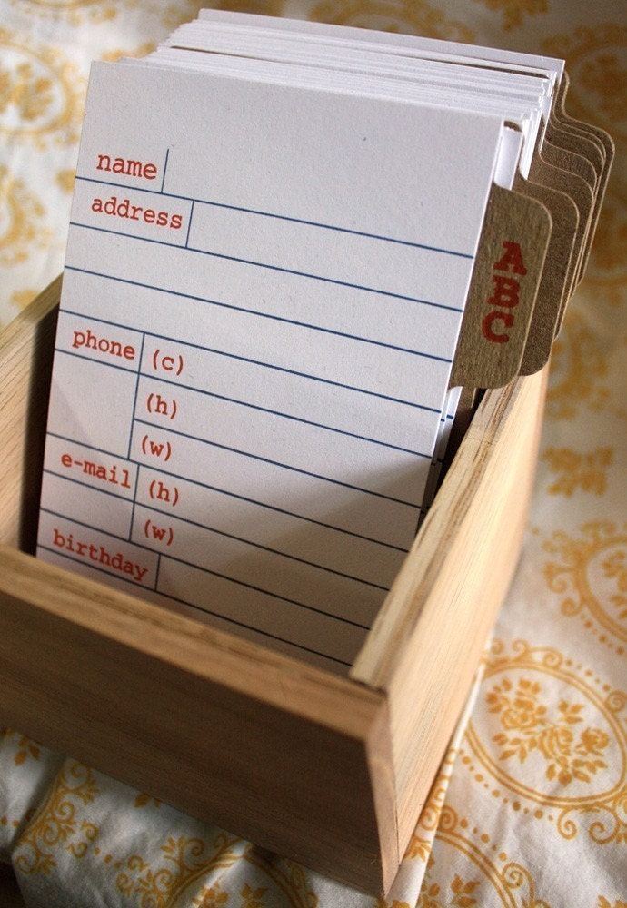 Letterpress Address Card File with Box