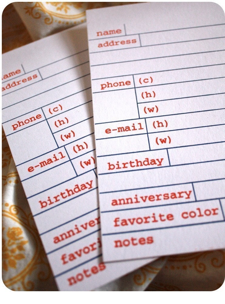 Letterpress Address Cards 25 set addition