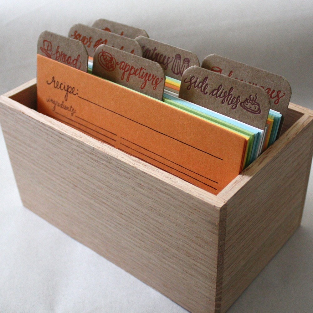 Letterpress Recipe Cards and Recipe Box