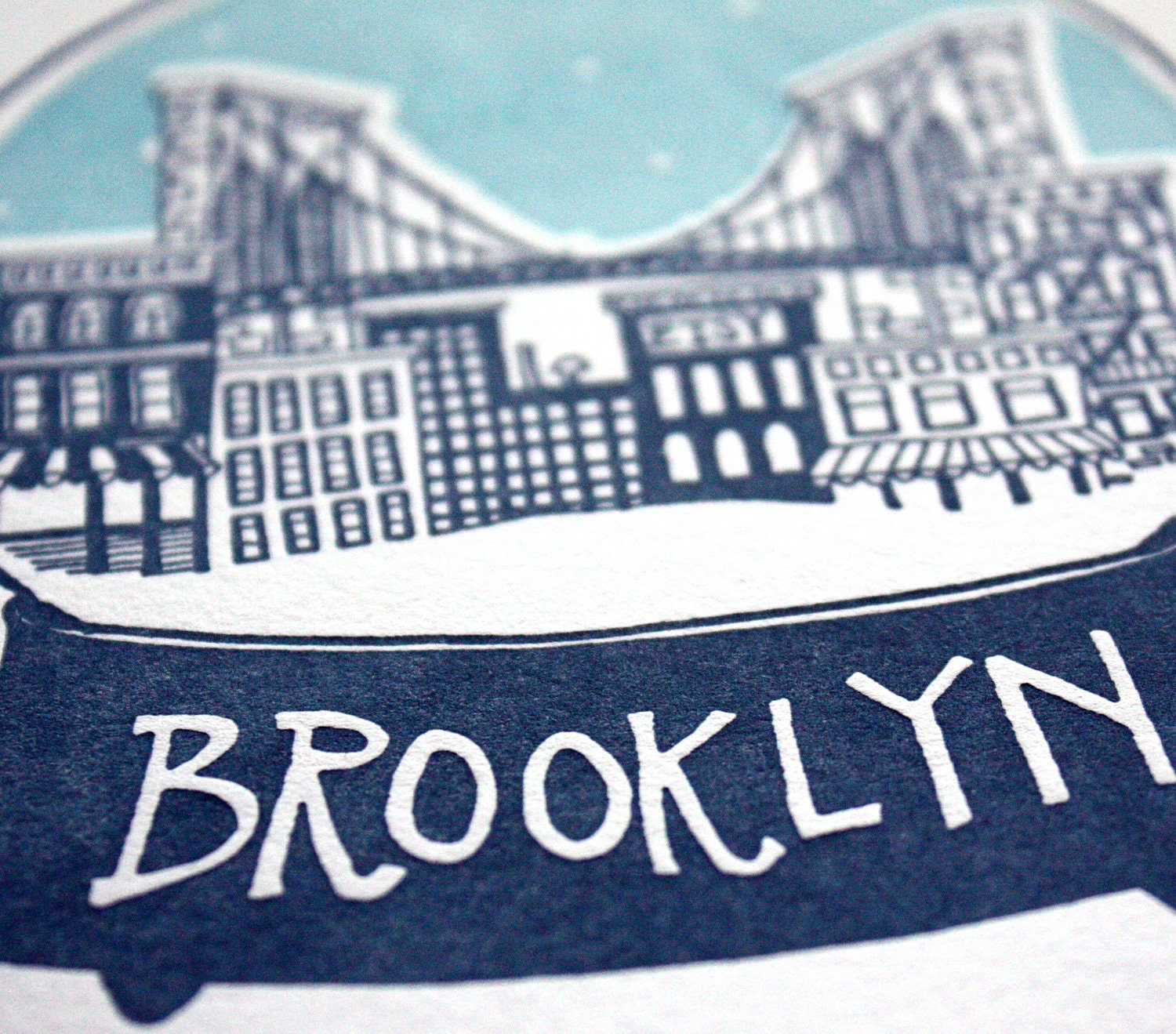 Brooklyn Snowglobe Letterpress Print