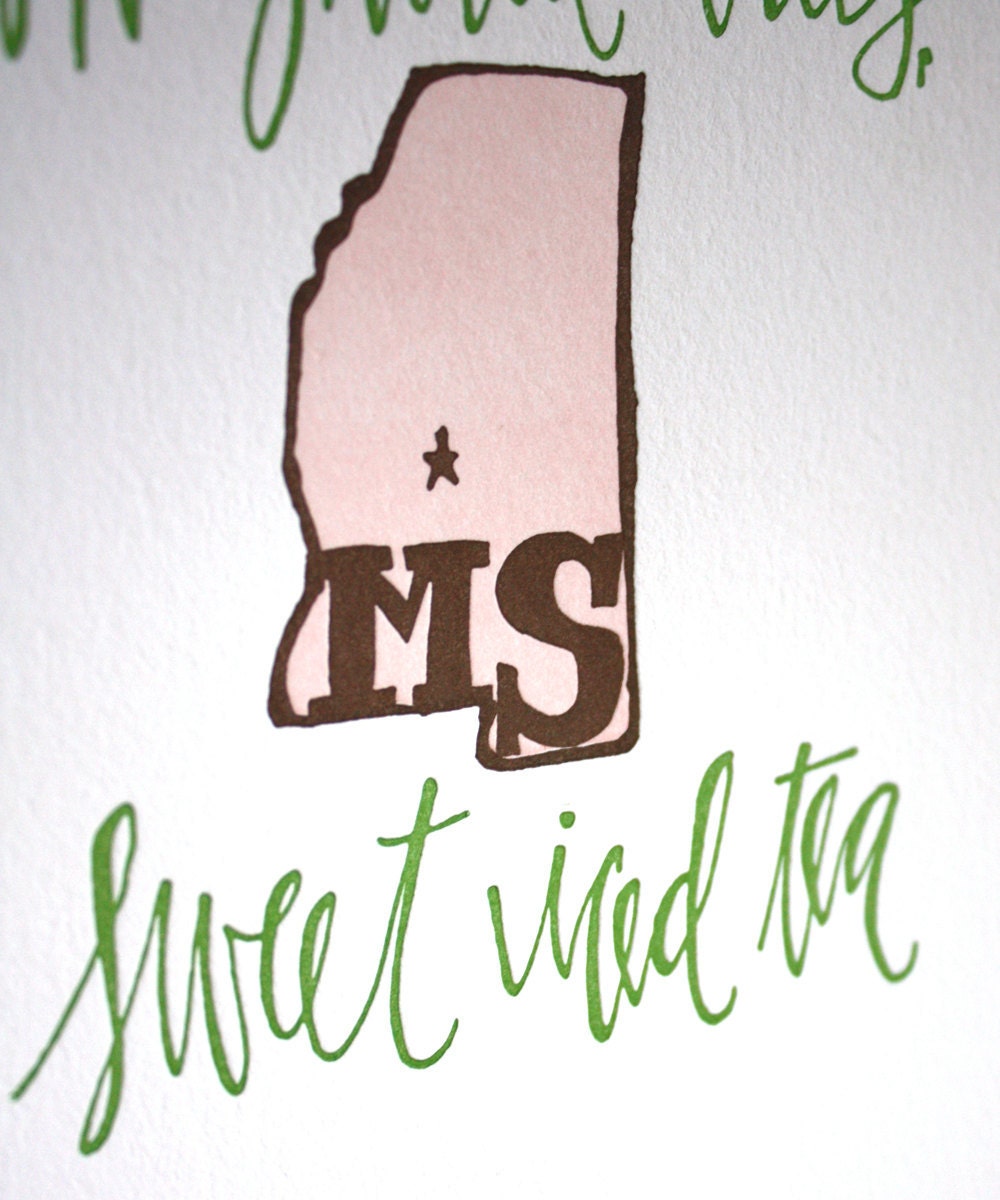 Mississippi Letterpress Print