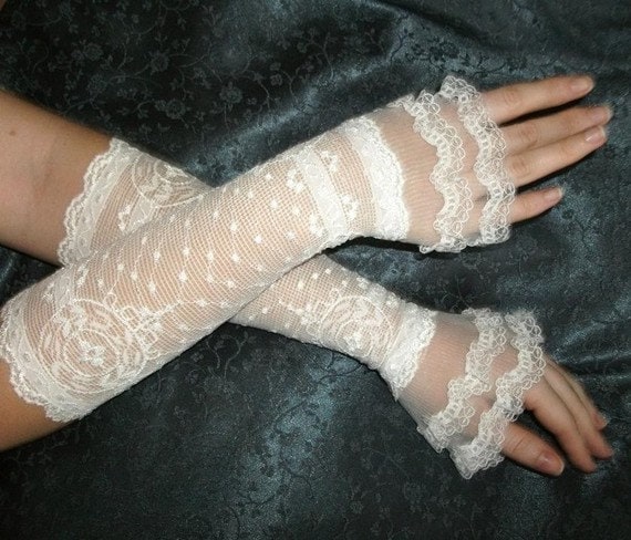 Bachelorette ivory lace cuffs ivory lace gloves French lace cuffs bridal lace cuffs bridal lace gloves victorian cuffs wedding gloves